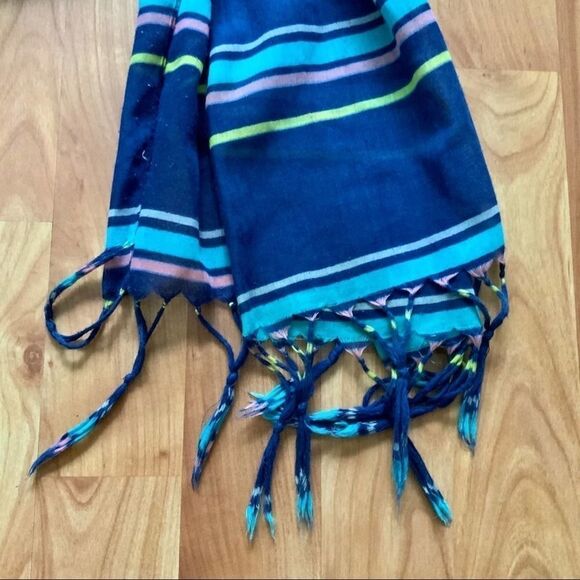 Aerie || navy pink yellow spring Striped Scarf - Picture 2 of 2